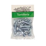 Tornillos Tipo Estufa Galvanizados con Cabeza Redonda de 1/4 x 1 Plg y Tuerca en Bolsa de 10 Unidades