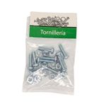 Tornillos Tipo Estufa Galvanizados con Cabeza Redonda de 3/16 x 3/4 Plg y Tuerca en Bolsa de 10 Unidades