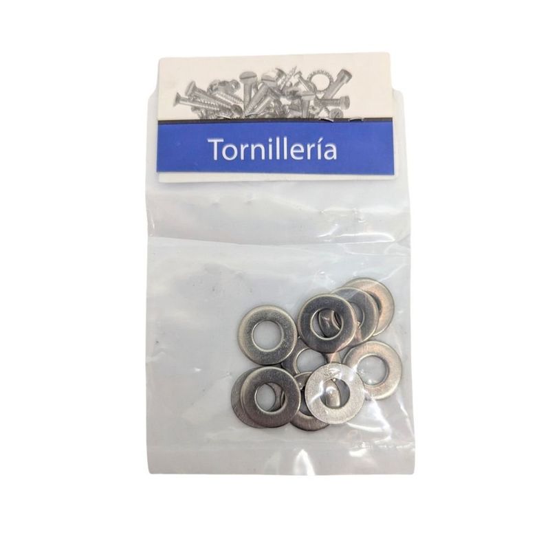 Roldana Plana de Acero Inoxidable SAE 1/4 Plg Bolsa con 10 Piezas