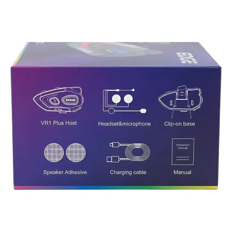 Intercomunicador para Casco Edge VR1 Plus Bluetooth 5.4 Negro