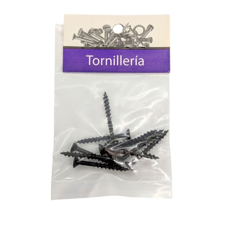 Tornillo para Tablaroca y Yeso 6 x 1 1/4 Plg Color Negro Bolsa con 10 Piezas