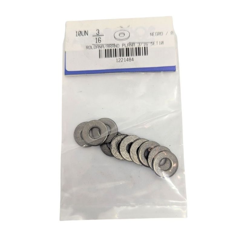 Roldana Plana 3/16 Plg Bolsa con 10 Piezas