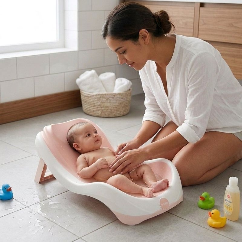 Soporte de Baño para Bebé Antideslizante con Diseño Ergonómico y Puntos de Agarre