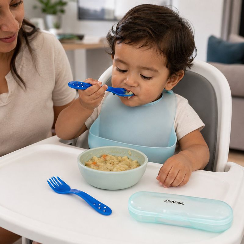 Set de Cubiertos para Bebé con Cuchara y Tenedor de Fácil Agarre, 2 Piezas - Colores Surtidos