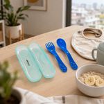 Set de Cubiertos para Bebé con Cuchara y Tenedor de Fácil Agarre, 2 Piezas - Colores Surtidos