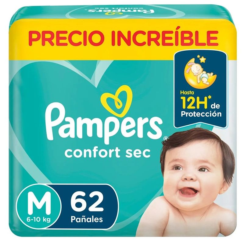 Pañales Pampers Confort Sec Talla M 62 Unidades
