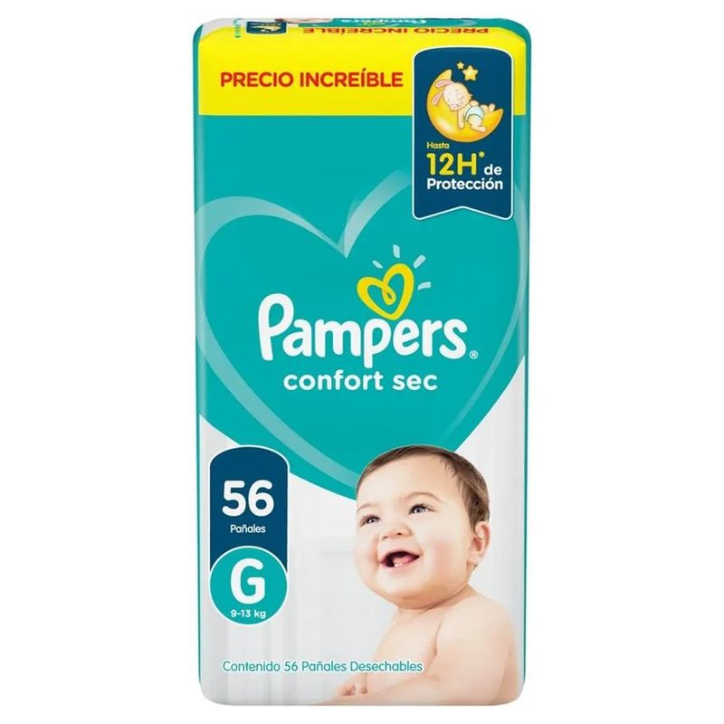 Pañales Pampers Confort Sec Talla G 56 Unidades