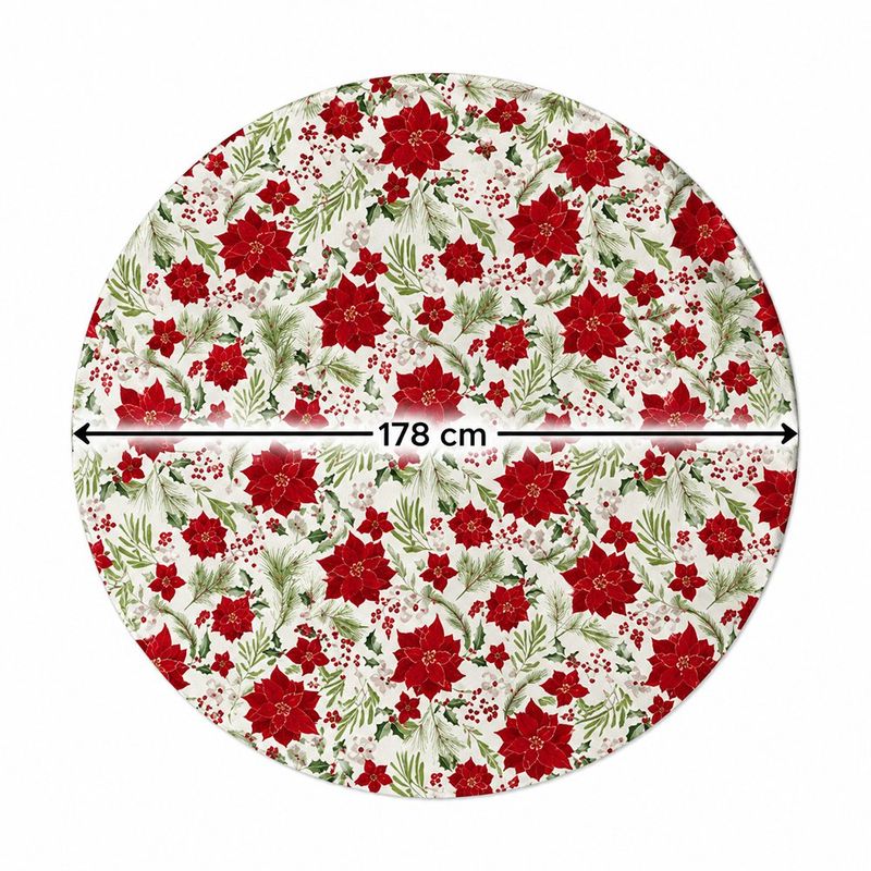 Mantel Navideño Redondo Estampado de Pascuas 178 cm