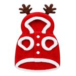 Suéter Navideño con Capucha de Reno para Mascota Petit Rojo
