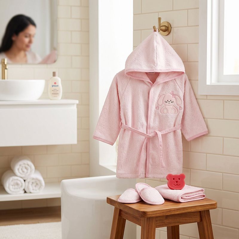 Koala Baby Set de Baño para Bebé 4 Piezas Rosa Talla 0-18 Meses