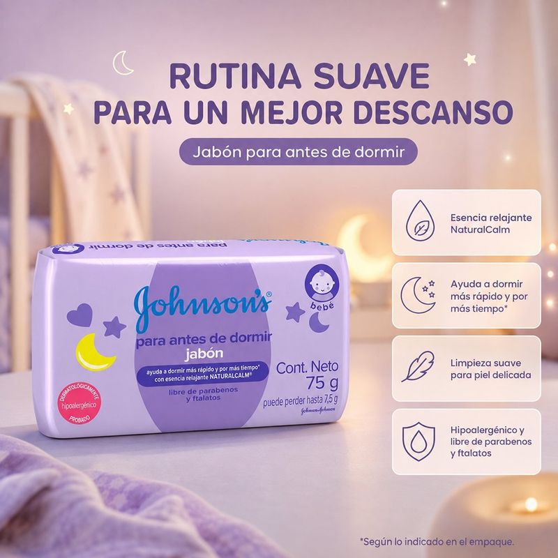 Jabón de Bebé Antes de Dormir con Esencia Natural Calm de 75 Gramos