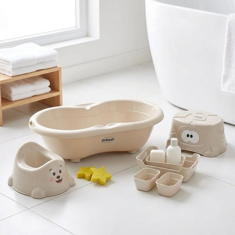 Set Baby Shower Infantil Unisex 9 Piezas Beige
