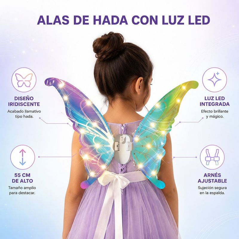Alas de Mariposa Infantiles con Luces LED Fantasía Multicolor