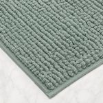 Set de Cortina de Baño con Ganchos y Alfombra Diseño Botánico Color Verde 14 Piezas
