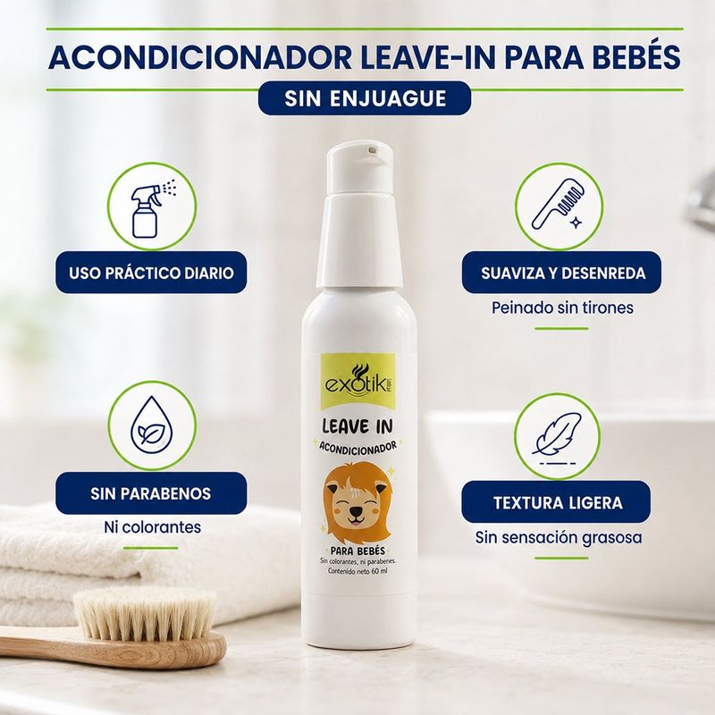 Acondicionador Leave In para Bebés sin Parabenos ni Colorantes 60 mL