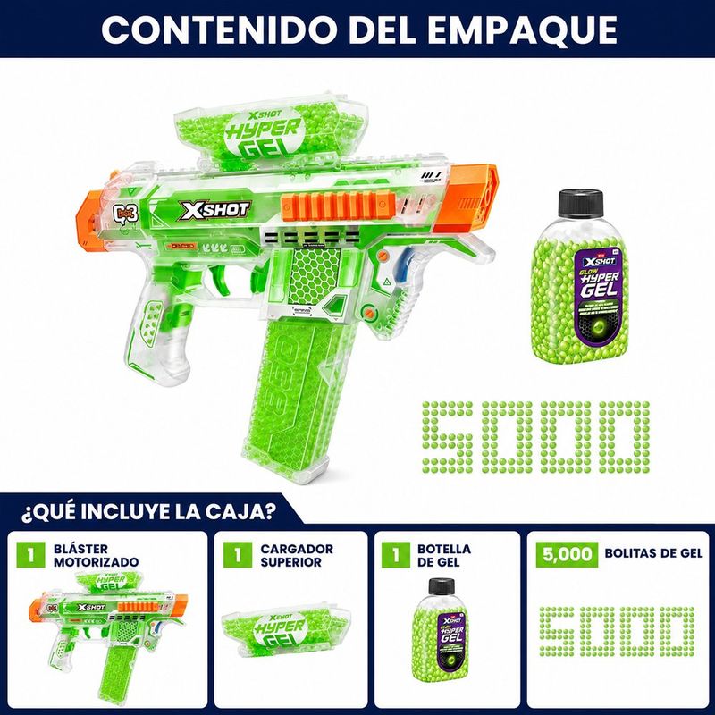 Lanzador Xshot Hyper Gel Glow Mediano