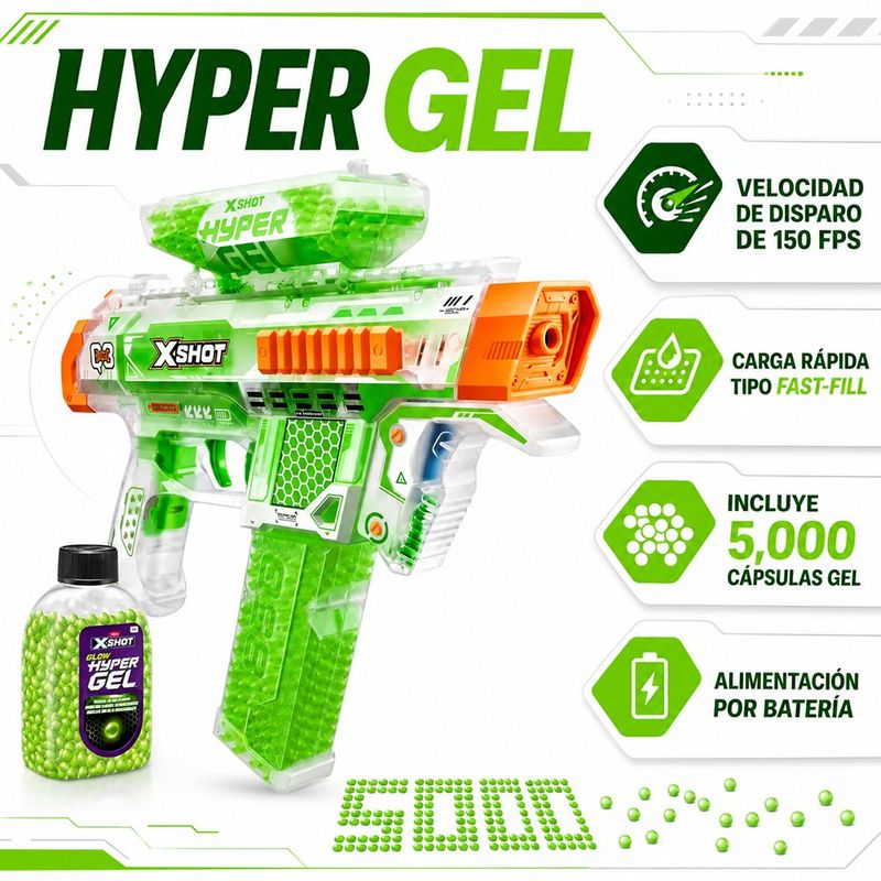 Lanzador Xshot Hyper Gel Glow Mediano
