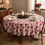 Mantel Navideño Redondo Estampado de Pascuas 178 cm