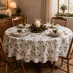 Mantel Navideño Redondo Estampado de Ramas de Temporada 178 cm