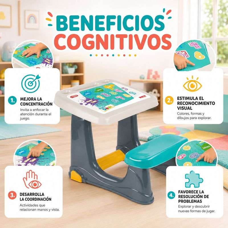 Escritorio Infantil de Plástico con Asiento Integrado de 49 x 54 x 72 Cm