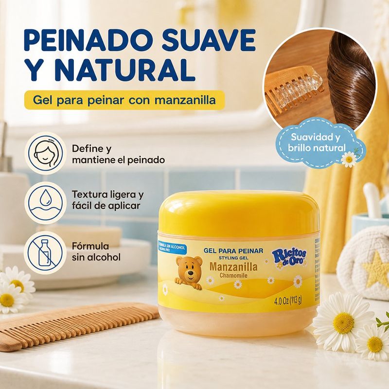 Gel para Peinar Infantil sin Alcohol Aroma Manzanilla 115 Gramos