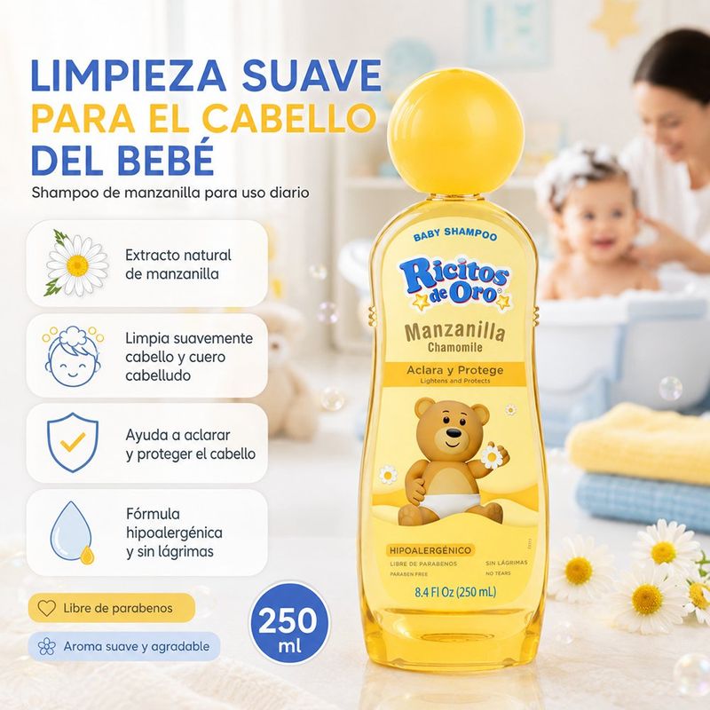 Shampoo para Bebé Ricitos de Oro Aroma Manzanilla 250 mL