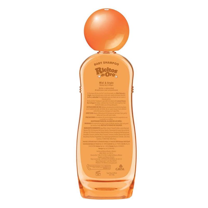 Shampoo Hipoalergénico Ricitos de Oro de Miel y Argán 400 mL