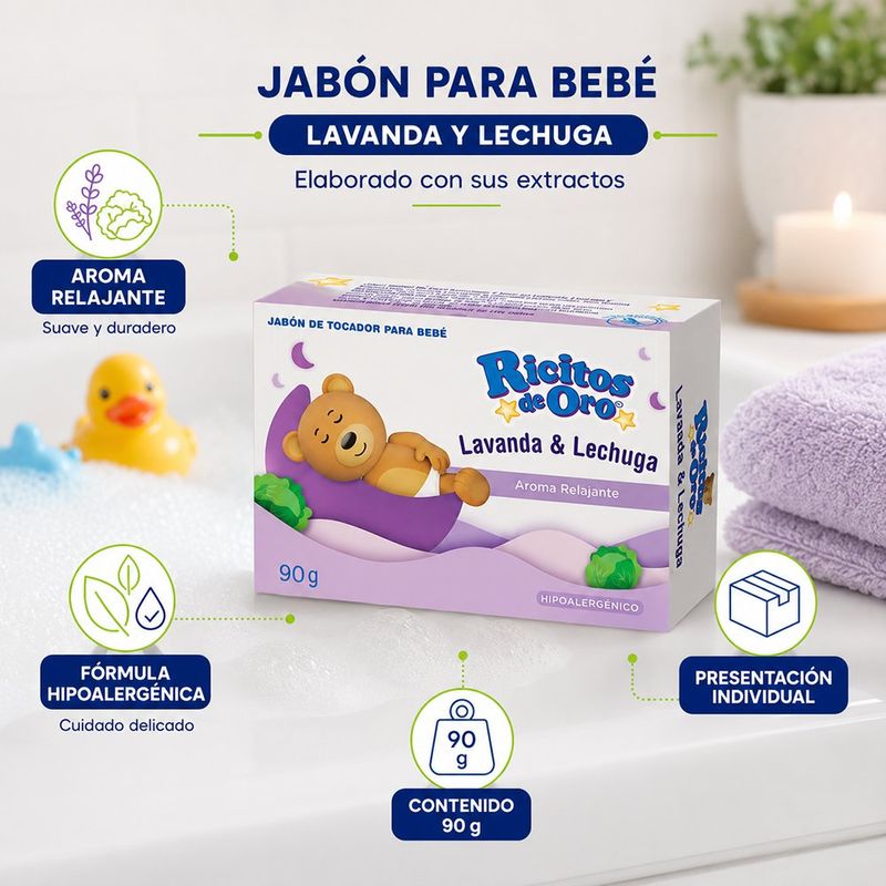 Jabón de Tocador de Lavanda y Lechuga 90 Gramos