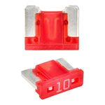 Caja de Fusibles Mini Rojos Low Profile de Espiga Automotriz de 10 Amp de 5 Unidades