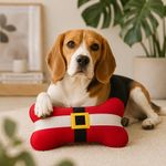Cama Tipo Cojín en Forma de Hueso Navideño para Mascota en Color Rojo