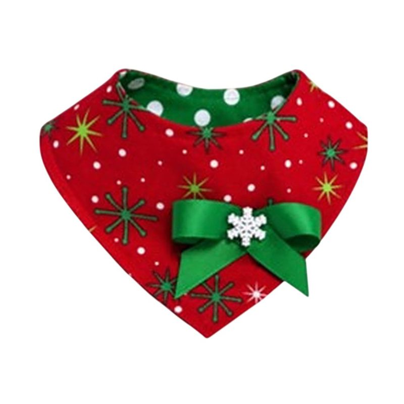 Bandana Navideña para Mascota en Color Rojo con Moño Verde