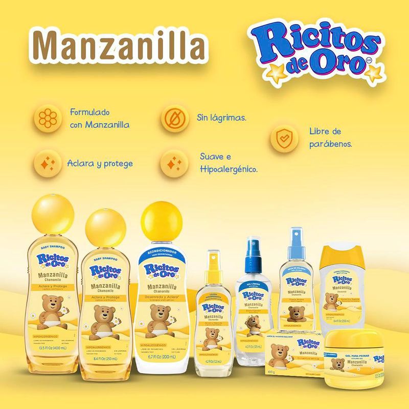Shampoo para Bebé Ricitos de Oro de Manzanilla Aclara y Protege el Cabello Hipoalergénico 800 mL