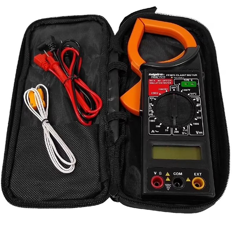 Pinza Amperimétrica Digital de Gancho FP0076 con Pantalla de 3½ Dígitos y Data Hold