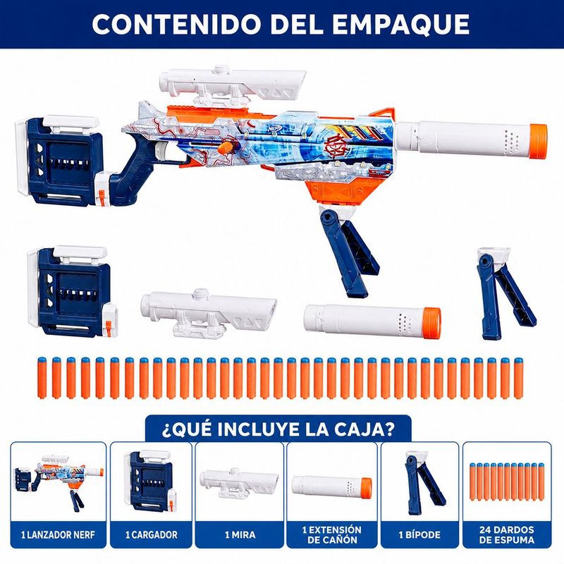 Lanzador Personalizable Loadout Arctic Zerostriker con 24 Dardos N1