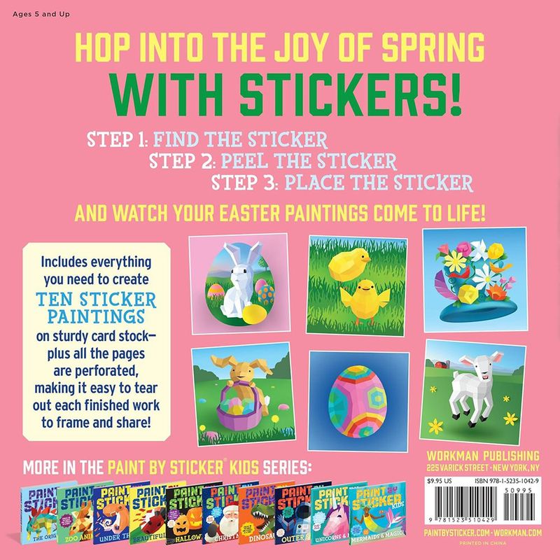 Libro de Actividades Pinta con Stickers Diseños de Pascua con 10 Cuadros y Stickers