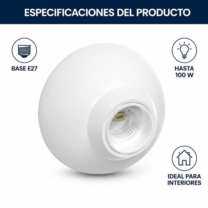 Plafonera Base E27 de Baquelita 100 W para Interior Color Marfil