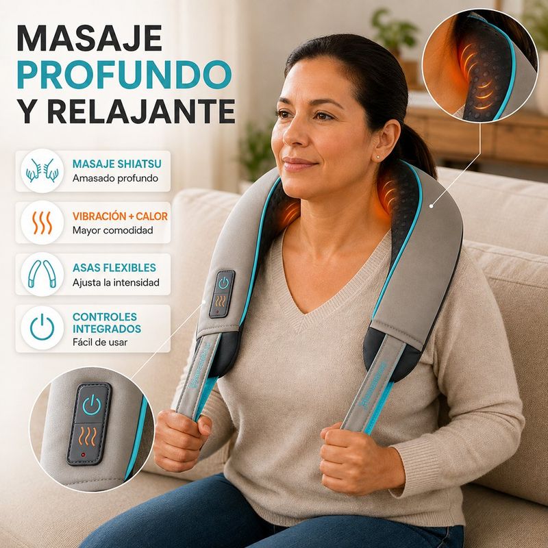 Masajeador de Cuello Shiatsu con Vibración y Calor