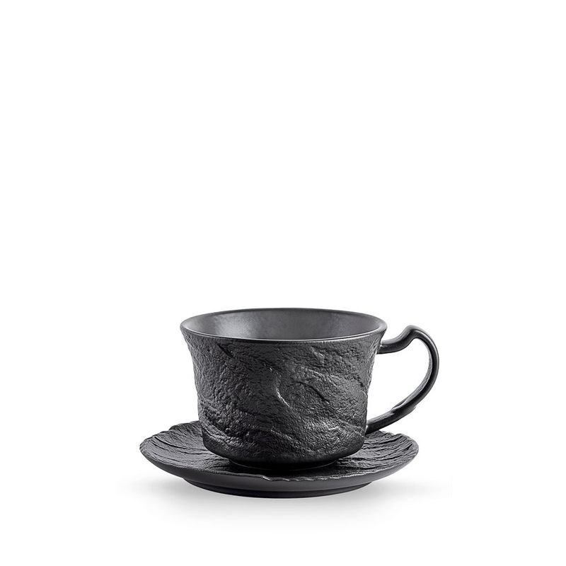 Taza Slate de Porcelana de 10 Oz con Plato y Asa Color Negro