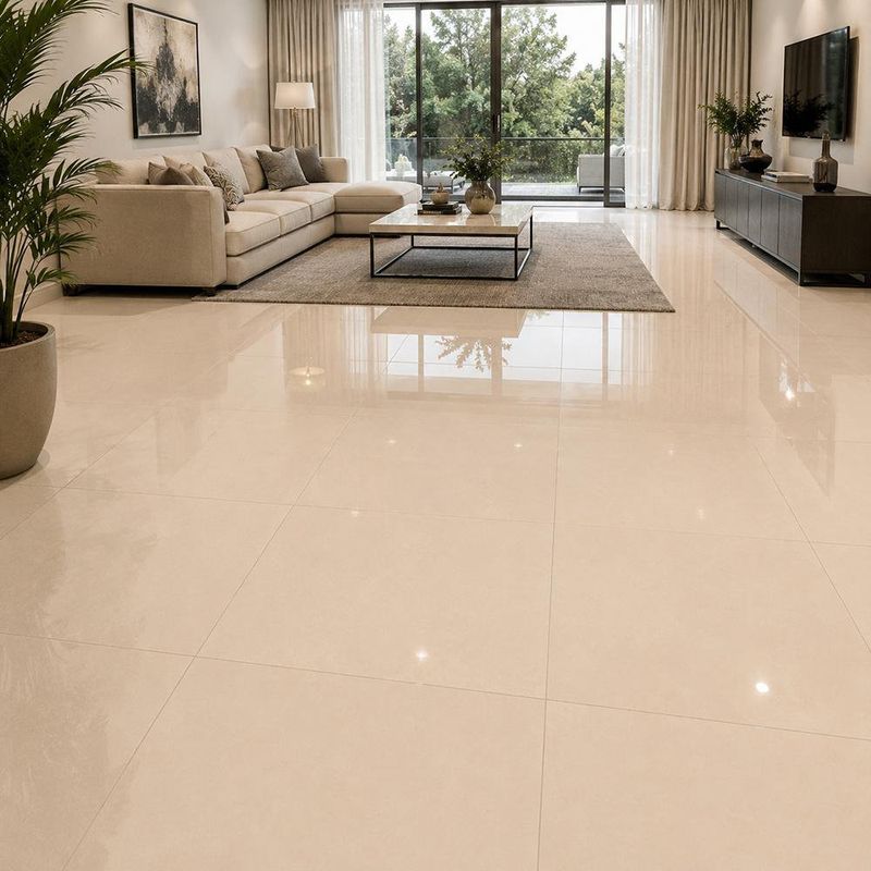 Piso Porcelanato en Color Crema Pulido Rectificado 60 x 60 cm 1.44 m²