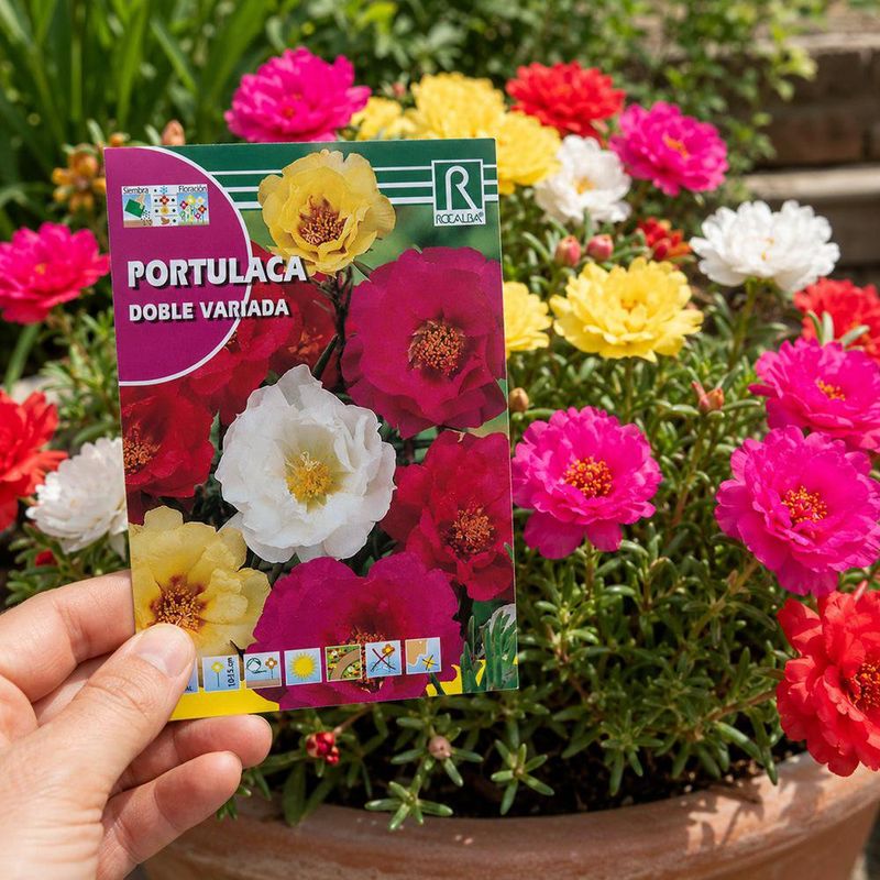Semillas de Portulaca Doble Variada Multicolor para Siembra y Cultivo Ornamental