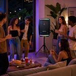 Bocina Bluetooth de 1000 W con Trípode y Luces LED Color Negro