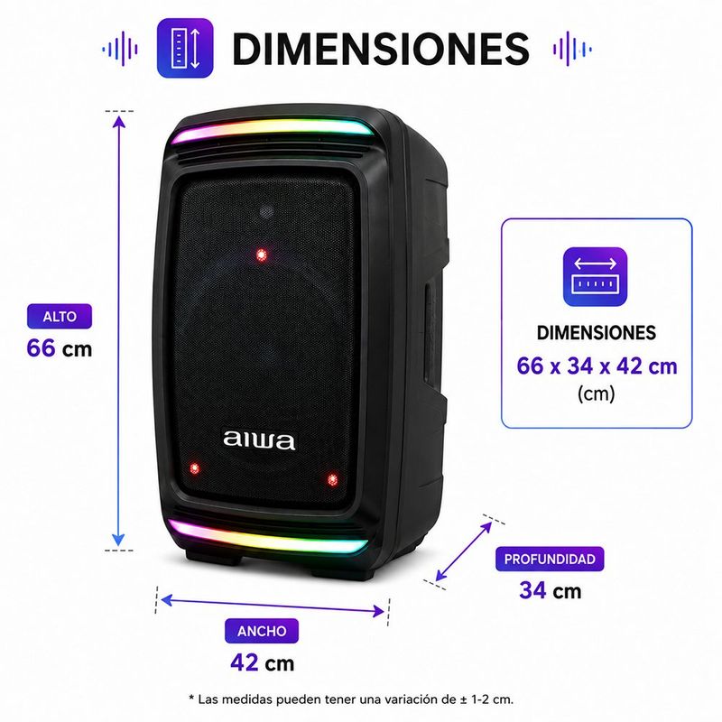 Bocina Bluetooth de 1000 W con Trípode y Luces LED Color Negro