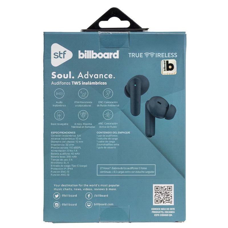 Audífonos Inalámbricos TWS Soul Plus con Bluetooth 5.3 y Cancelación Activa de Ruido Negro