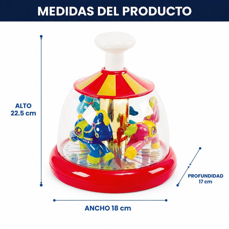 Carrusel de Actividades para Bebé Presiona y Gira con Caballitos de Colores