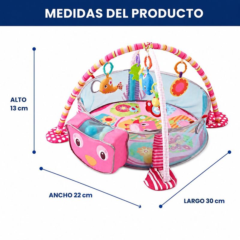 Gimnasio de Actividades para Bebé en Forma de Tortuga con 30 Pelotas y 4 Juguetes Colgantes Rosado