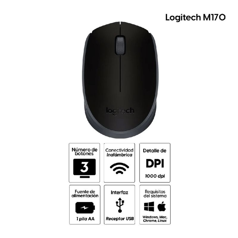 Mouse Inalámbrico Clamshell Color Negro