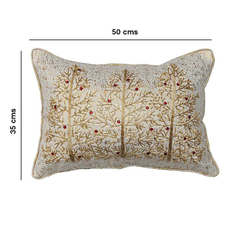 Cojín Navideño Decorativo con Relleno de 35 x 50 cm Diseño Pino Dorado