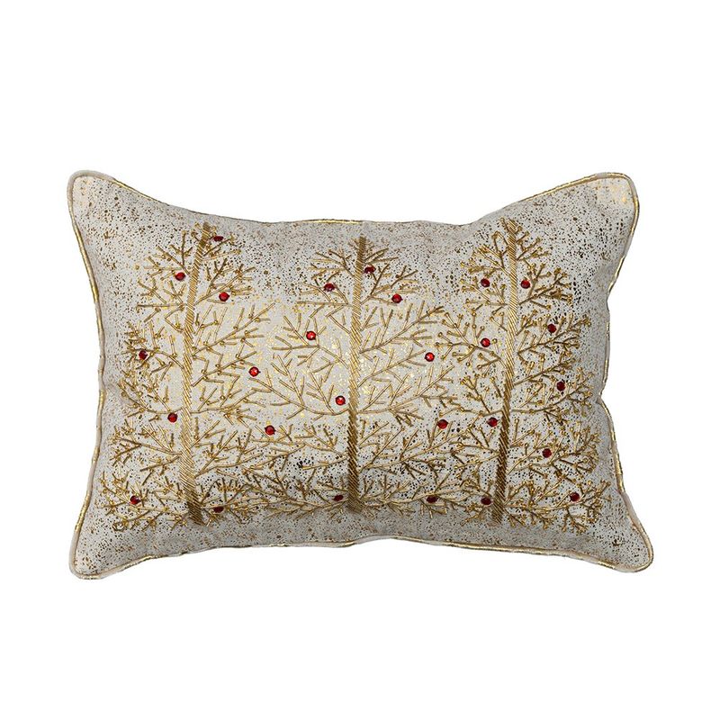 Cojín Navideño Decorativo con Relleno de 35 x 50 cm Diseño Pino Dorado