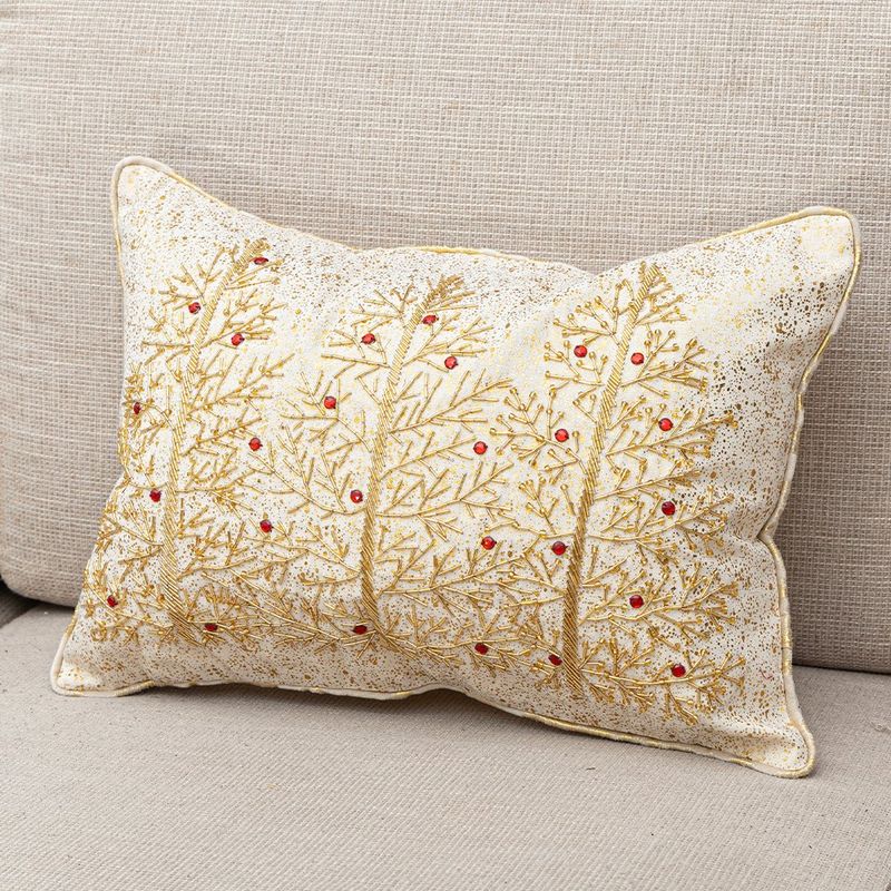 Cojín Navideño Decorativo con Relleno de 35 x 50 cm Diseño Pino Dorado