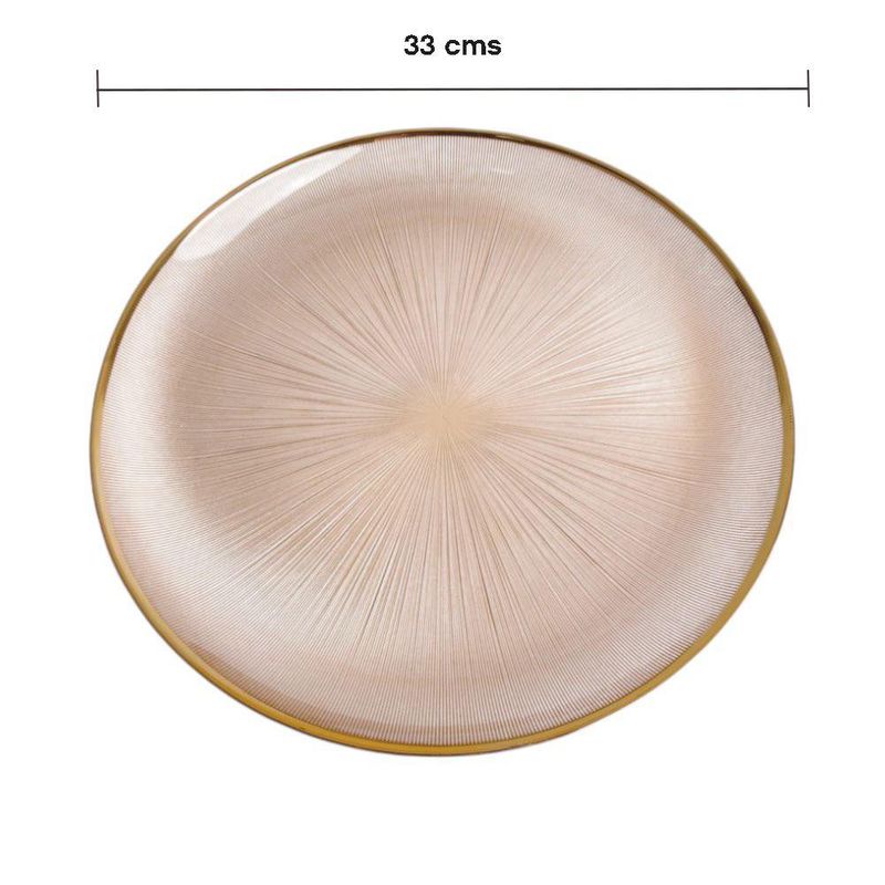 Plato Base Decorativo de Vidrio con Borde Dorado 33 x 33 cm